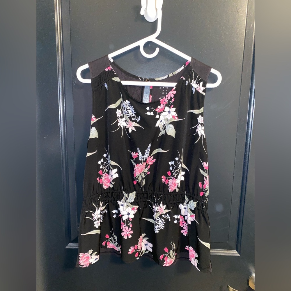 a new day black tank top with pink floral